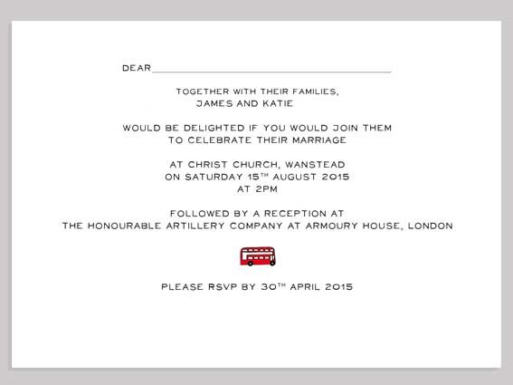 London Bus Wedding Invitation