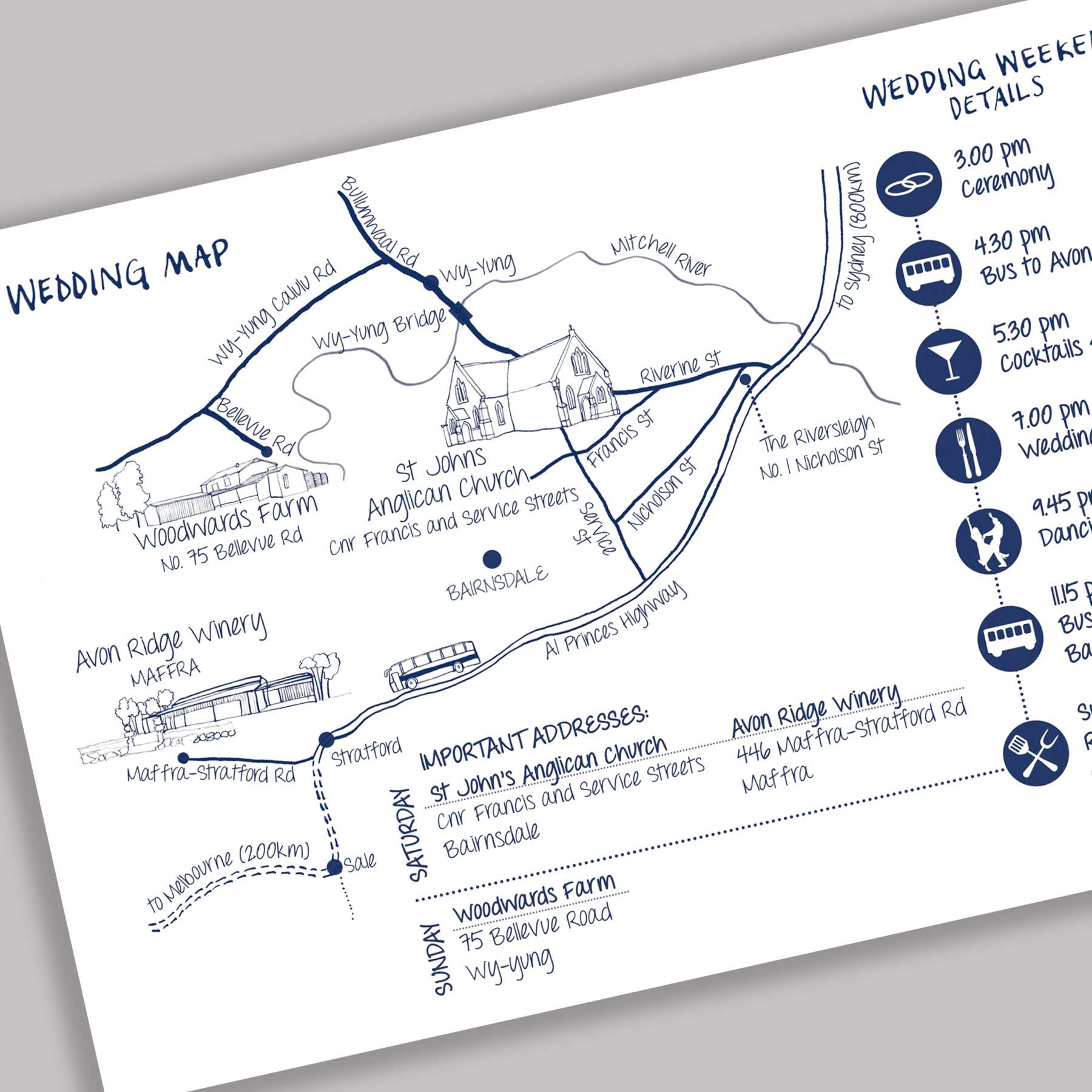 Wedding Itinerary Map