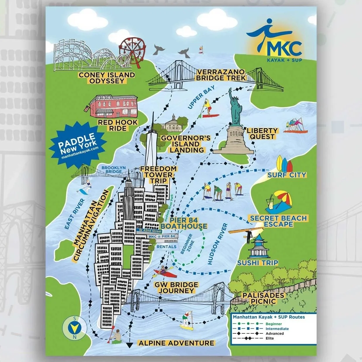 Manhattan Kayak Club Map Poster