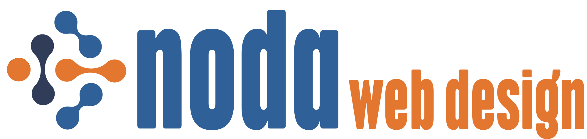 Logo for HTMLWorX Web Design, featuring interconnected dots in blue and orange with the text 'html worX web design'