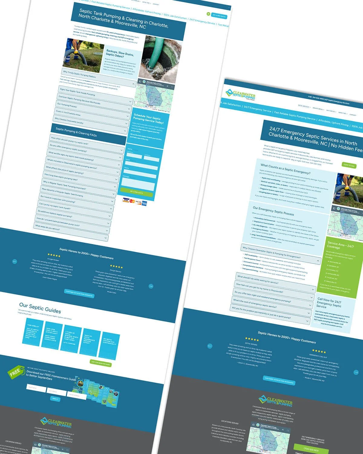 Web pages from website for CLearwater Septic by Noda Web Design