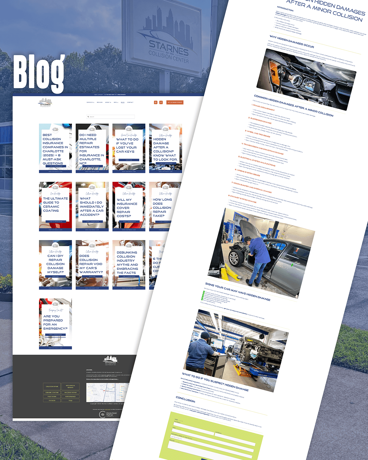 Examples of pages from Starnes website