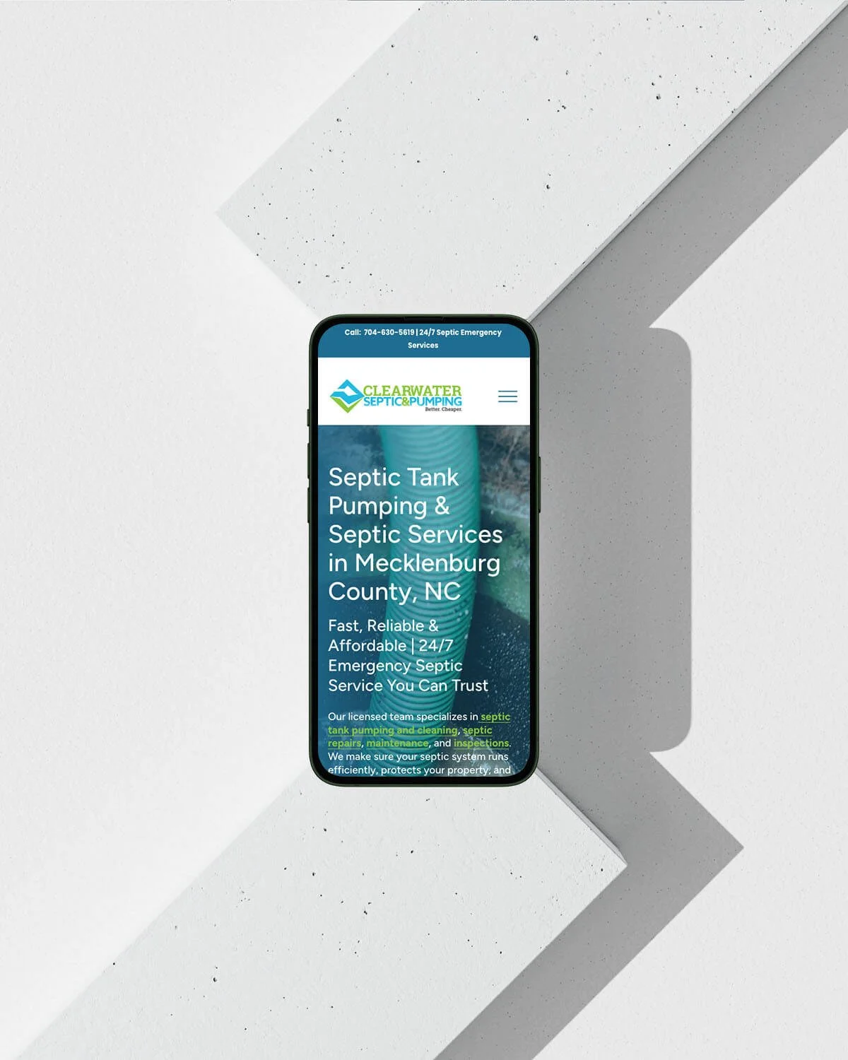 Responsive web design by NODA of website on mobile