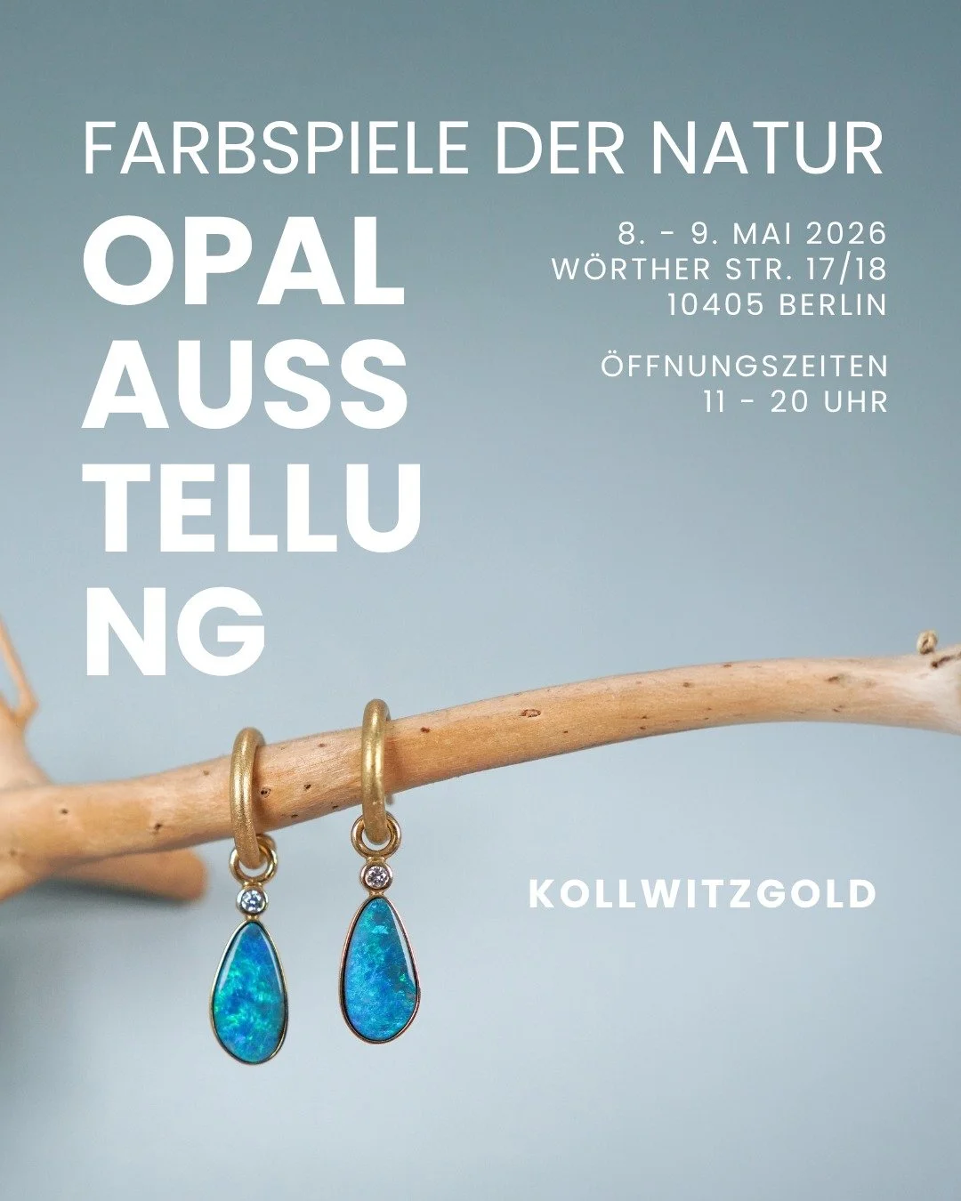 Komm zu unserer Opalausstellung - Farbspiele der Natur 
⏰ am 8./9. Mai 2026:
🏛️ Goldschmiede KollwitzGold
📍 W&ouml;rther Str. 17/18, 10405 Berlin
von 11-20 Uhr

Regul&auml;r:
🏛️ Goldschmiede KollwitzGold
📍 W&ouml;rther Str. 17/18, 10405 Berlin
Mo