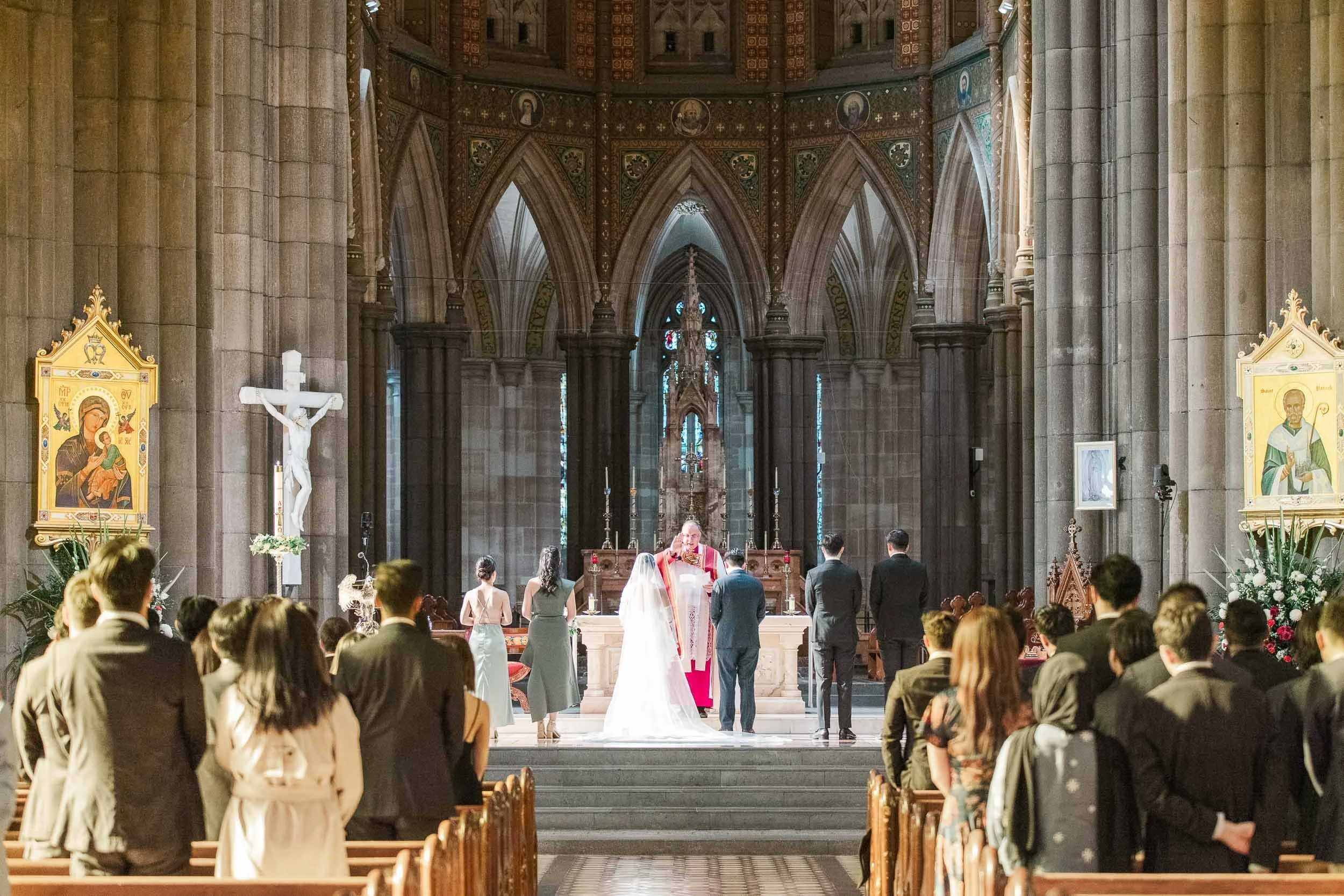 Beautiful wedding ceremony at St Patrick's Cathedral, by best wedding photographer Sherman Tan Studio