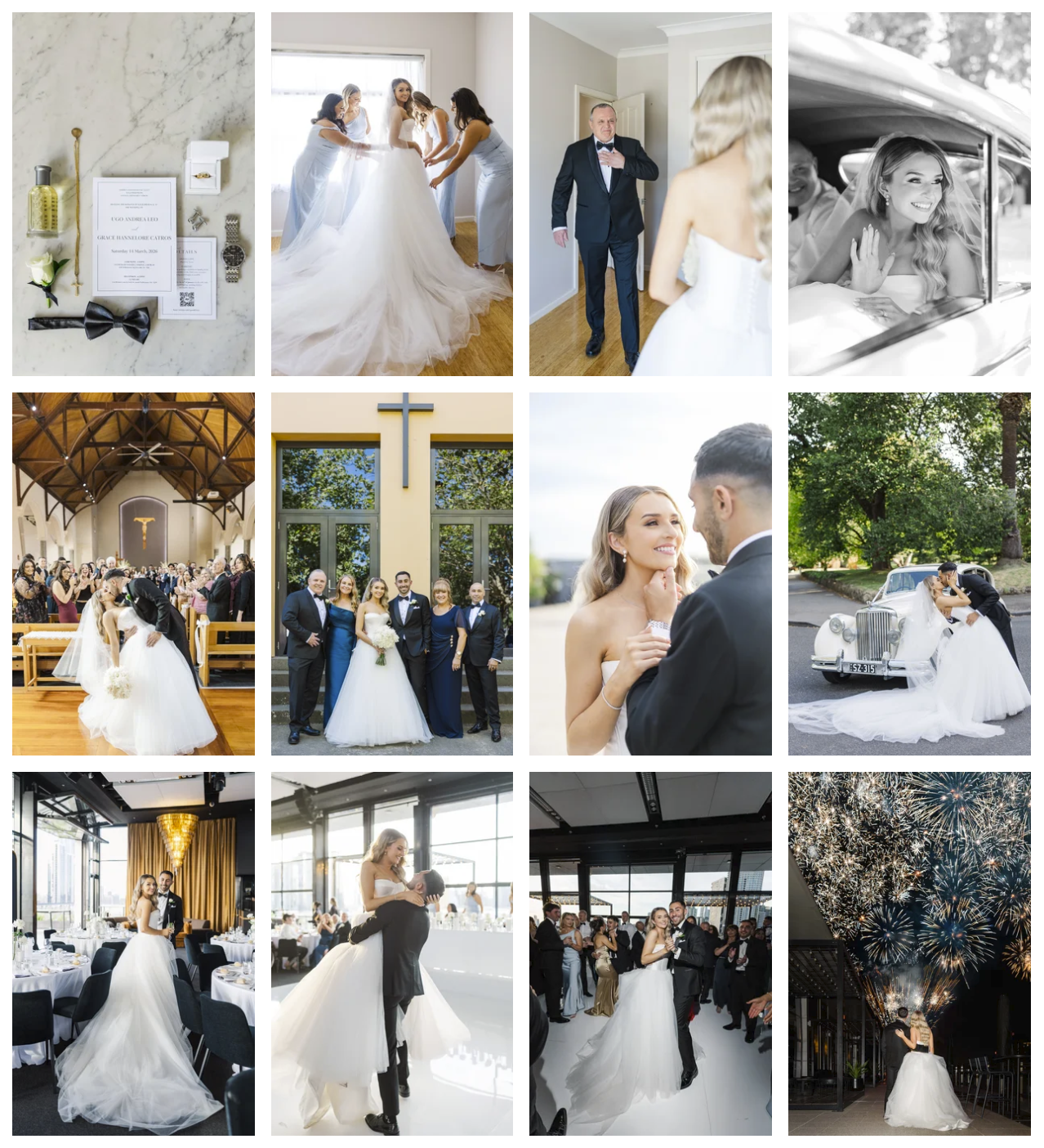 Full wedding gallery from one Melbourne wedding showing consistent photography from details and ceremony through portraits and reception.
