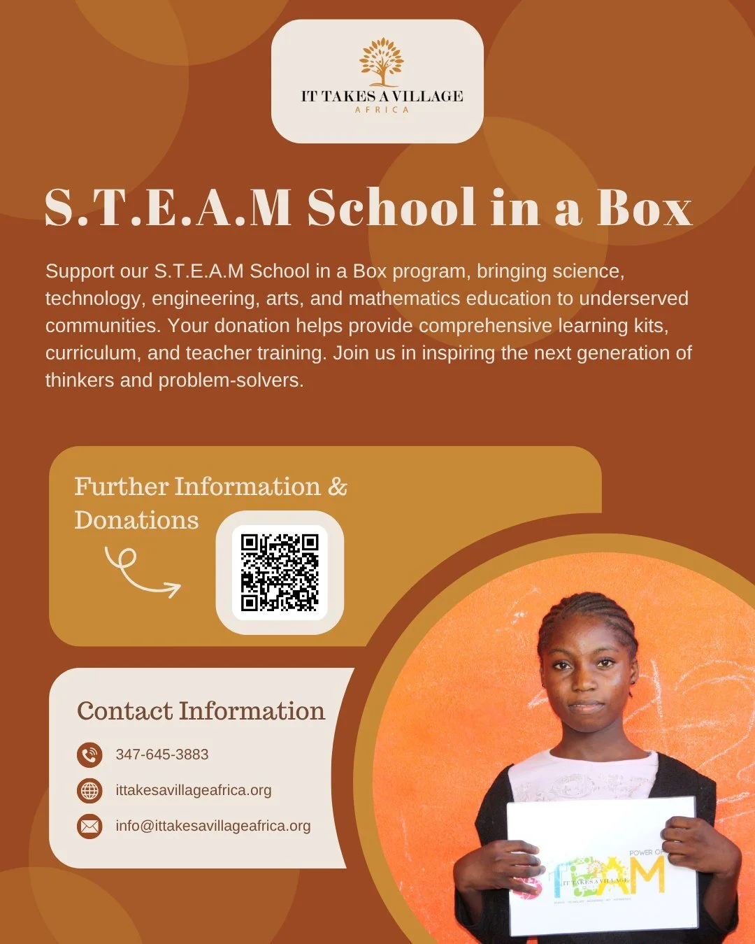 π Inspiring innovation starts with opportunity.
Every child deserves the chance to explore science, technology, engineering, art, and math — no matter where they live.
Through our STEAM School-in-a-Box program, we bring hands-on education dire