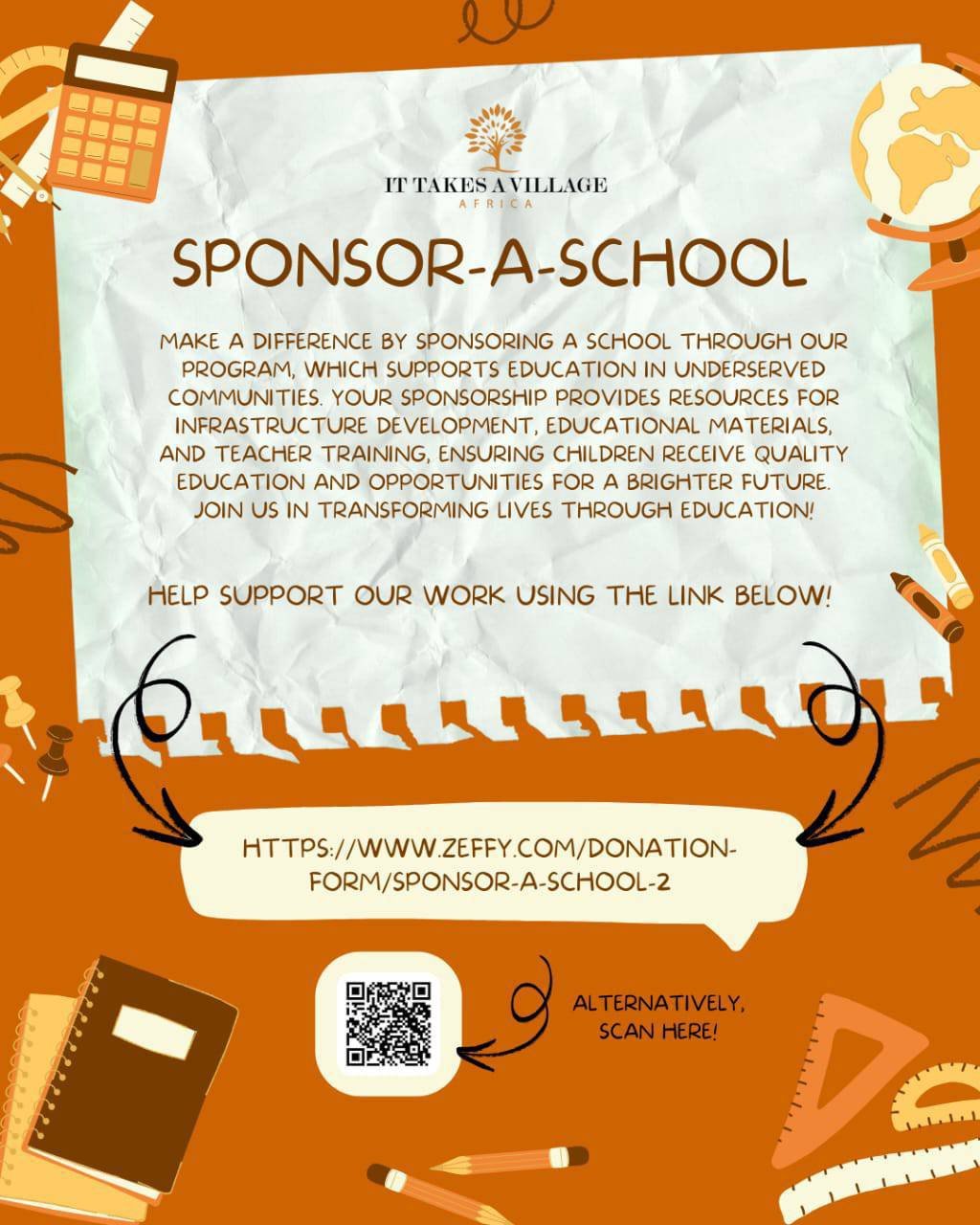 🏫There is a school somewhere that needs you. Not someday. Now.

Through Sponsor A School, your contribution becomes textbooks, a functioning classroom, and a child who walks in feeling like their education matters. Direct. Visible. Accountable.

DM 