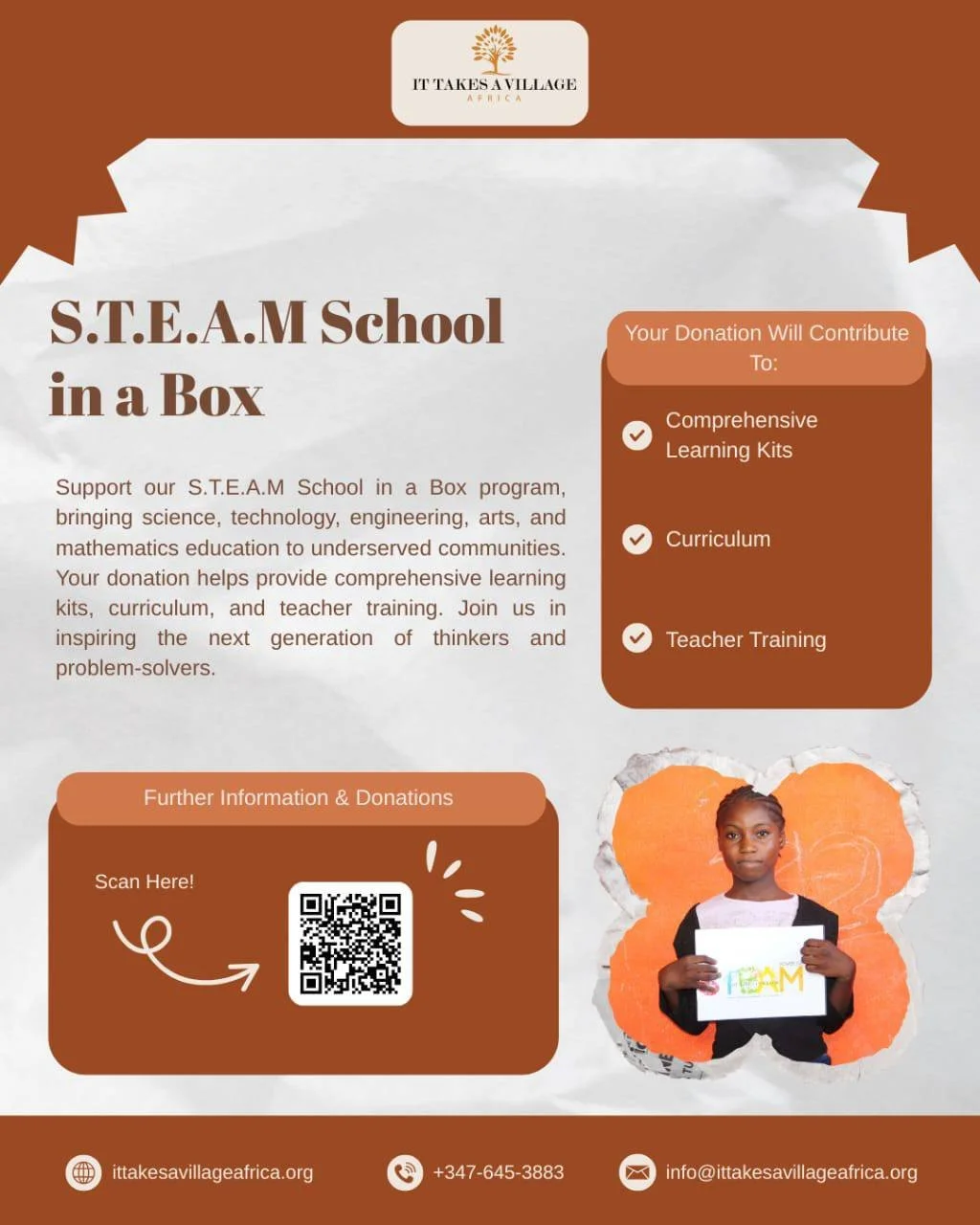 What if science class felt like an adventure? 🔬✨

That is exactly what our STEAM School in a Box delivers a complete, portable science education kit that brings hands-on learning to communities where labs have never existed.

The next engineer, doct