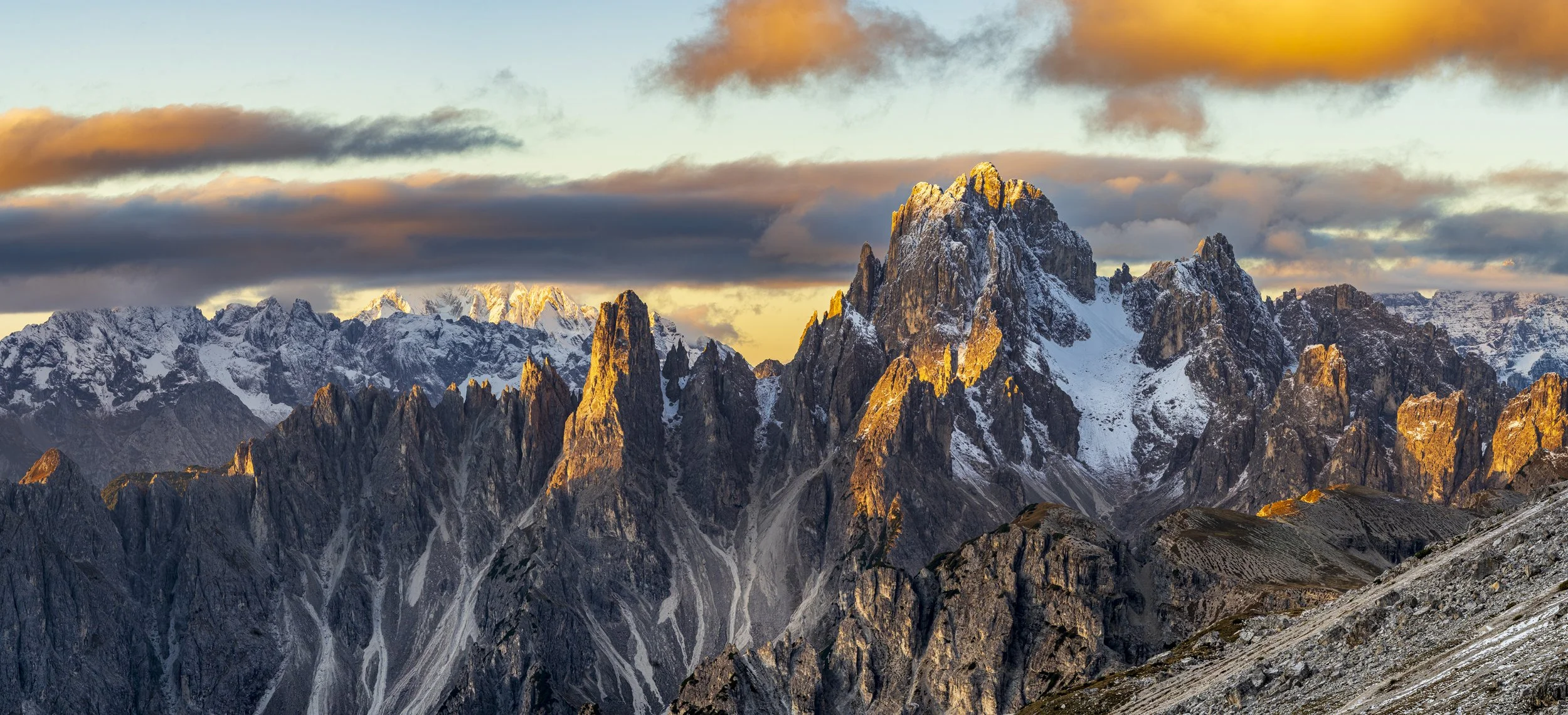 The Pale Mountains – Sunrise over the Dolomites. 90 × 42 cm (35.5 × 16.5 inch)