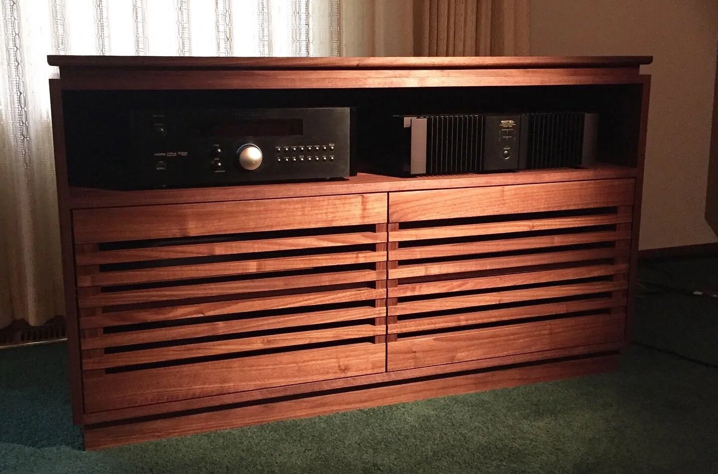 Custom walnut audio console
