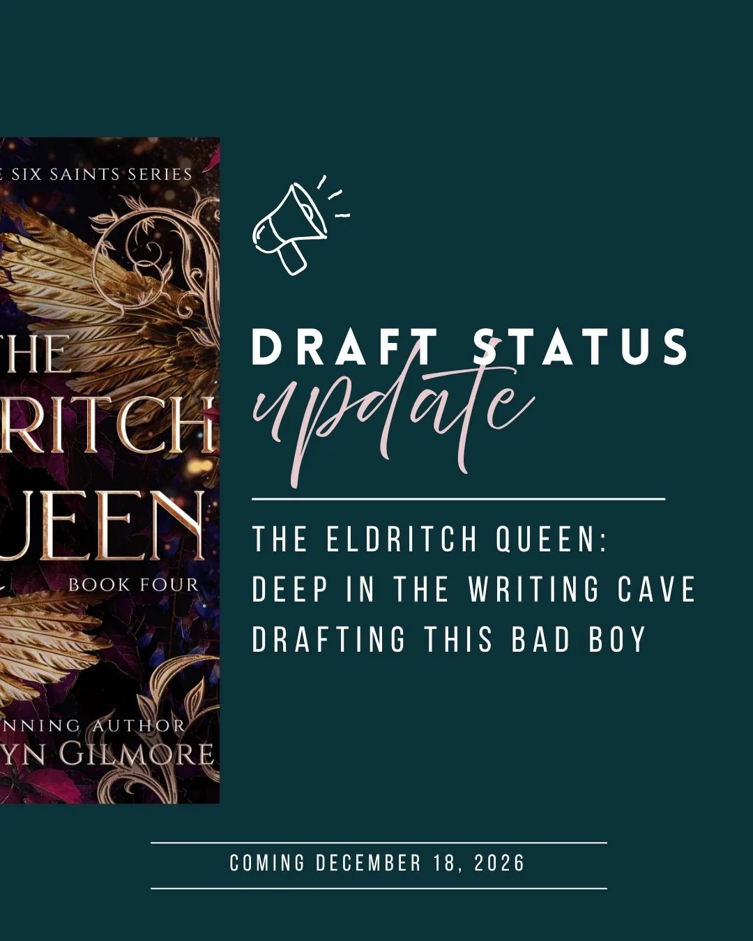 A lot of you are still reading The Nymph King&mdash;YAY&mdash;so this is your spoiler-free glimpse into The Eldritch Queen. VIBE CHECK ONLY. 

I&rsquo;m deep in the writing cave finishing this final book, and I am OBSESSED. It&rsquo;s brutal, mythic,