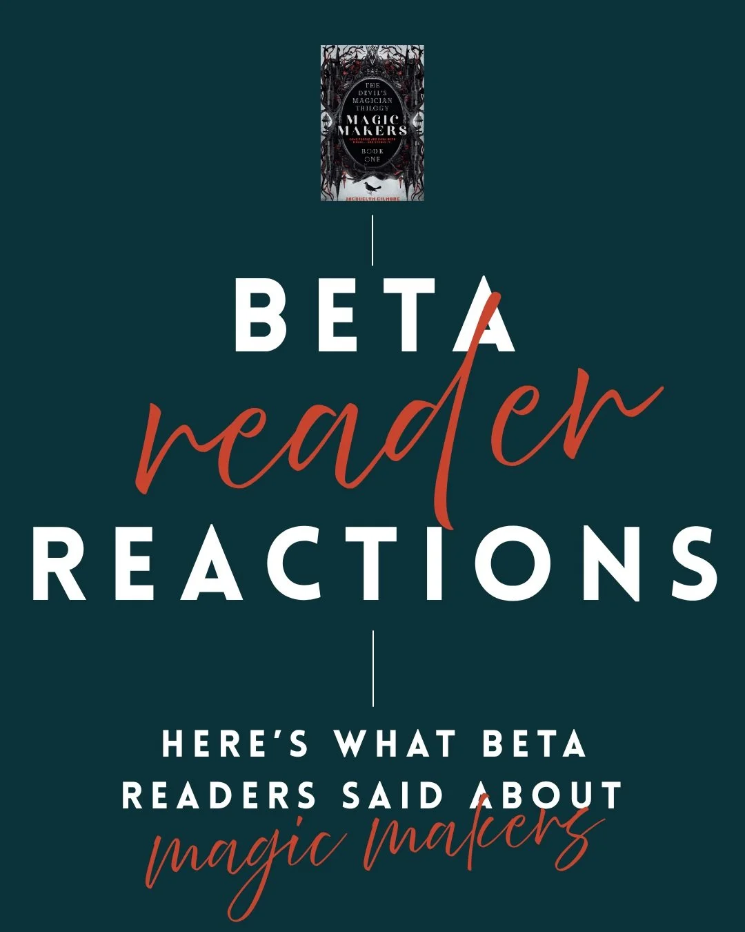 Okayyyy, beta reactions for MAGIC MAKERS are officially making me VERY excited about this book. 🖤

There&rsquo;s still polishing to do&mdash;because beta readers exist to tell me what works and what doesn&rsquo;t&mdash;but one thing is becoming very