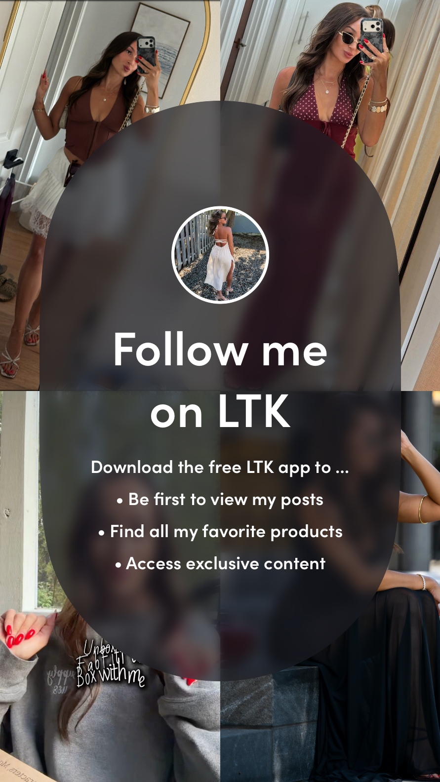 Collage of women taking mirror selfies with text overlay promoting an LTK app