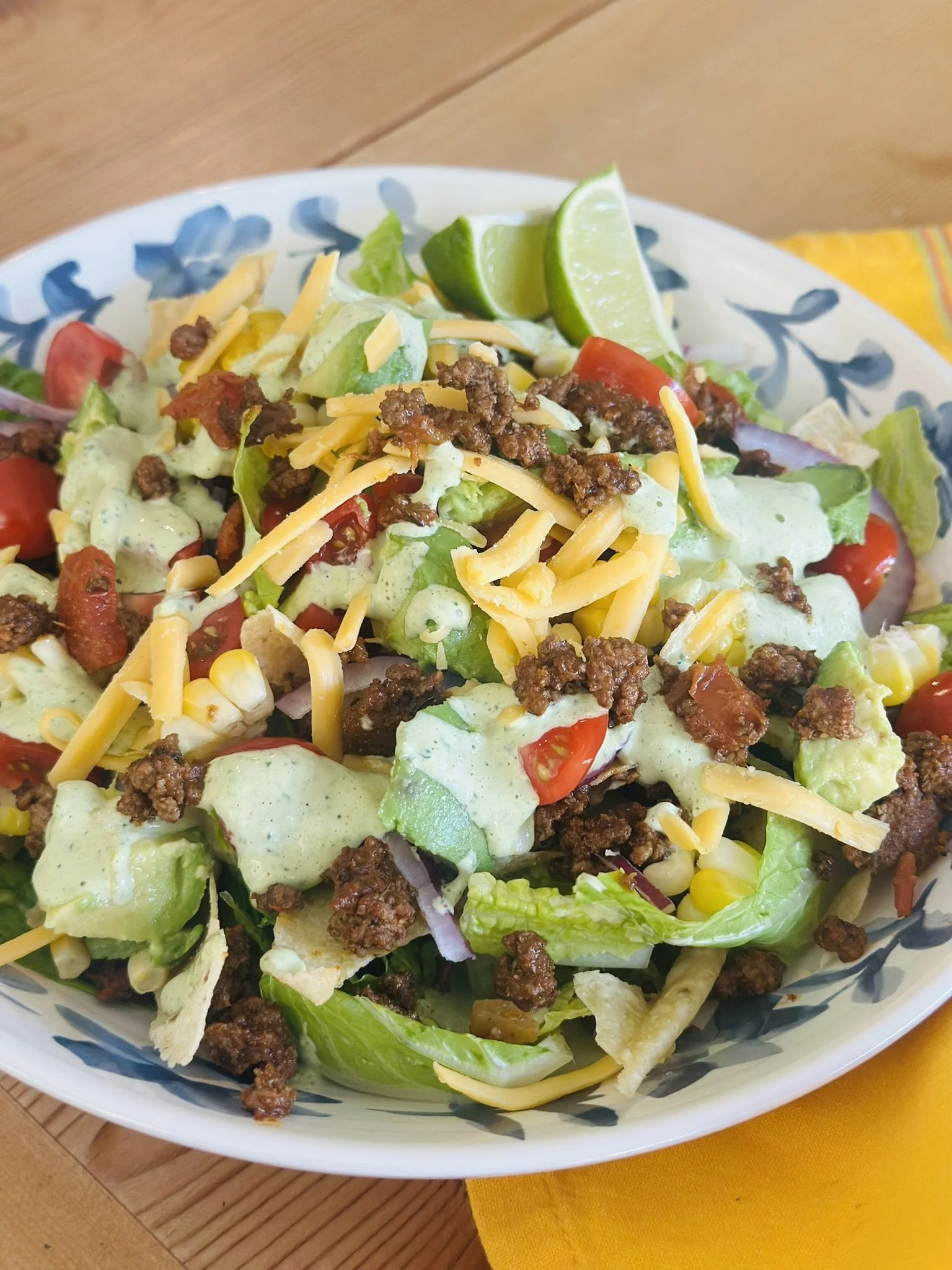 Taco Salad with Cilantro Lime Dressing (GF)