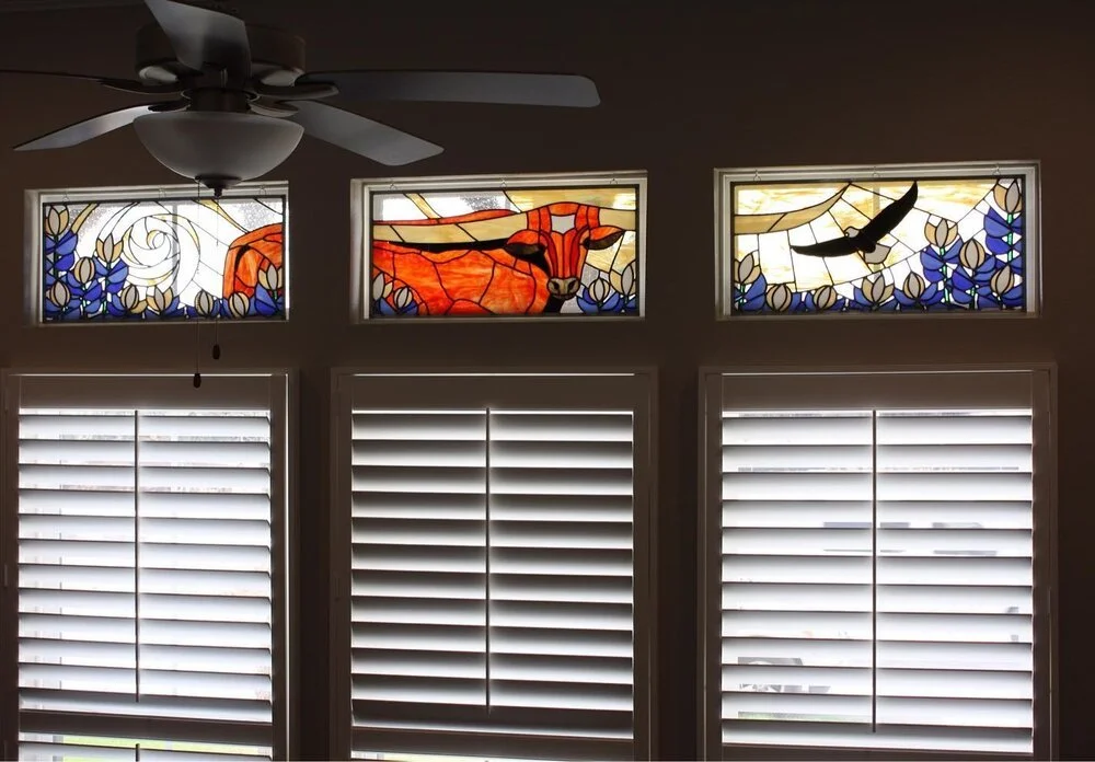 Custom stained glass window by Sondra Kretschmar of Esaltare Arts