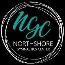 Logo of Northshore Gymnastics Center with stylized initials 'NGC' in teal, surrounded by circular white lines.