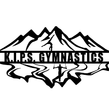 Logo of K.P.S. Gymnastics featuring mountains and a gymnast.