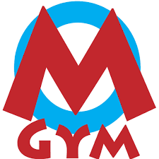 Logo with a red letter M and the word GM below, surrounded by a blue circle.