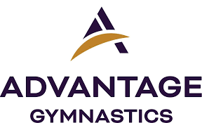 Logo for Advantage Gymnastics featuring a stylized 'A' with a curved swoosh underneath and the company name below.