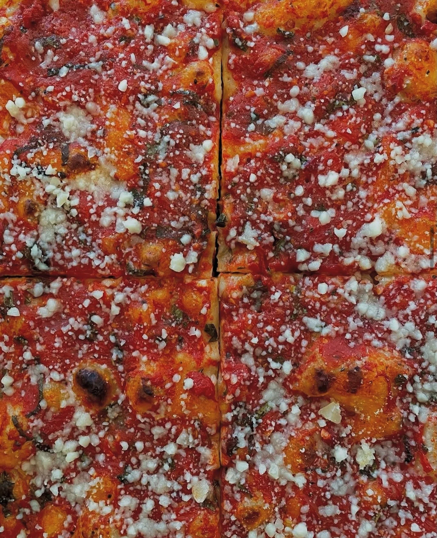 Lunch, anyone?

How about our classic Tomato Pie, deliciously chewy sourdough crust topped with house tomato sauce and grana padano cheese.