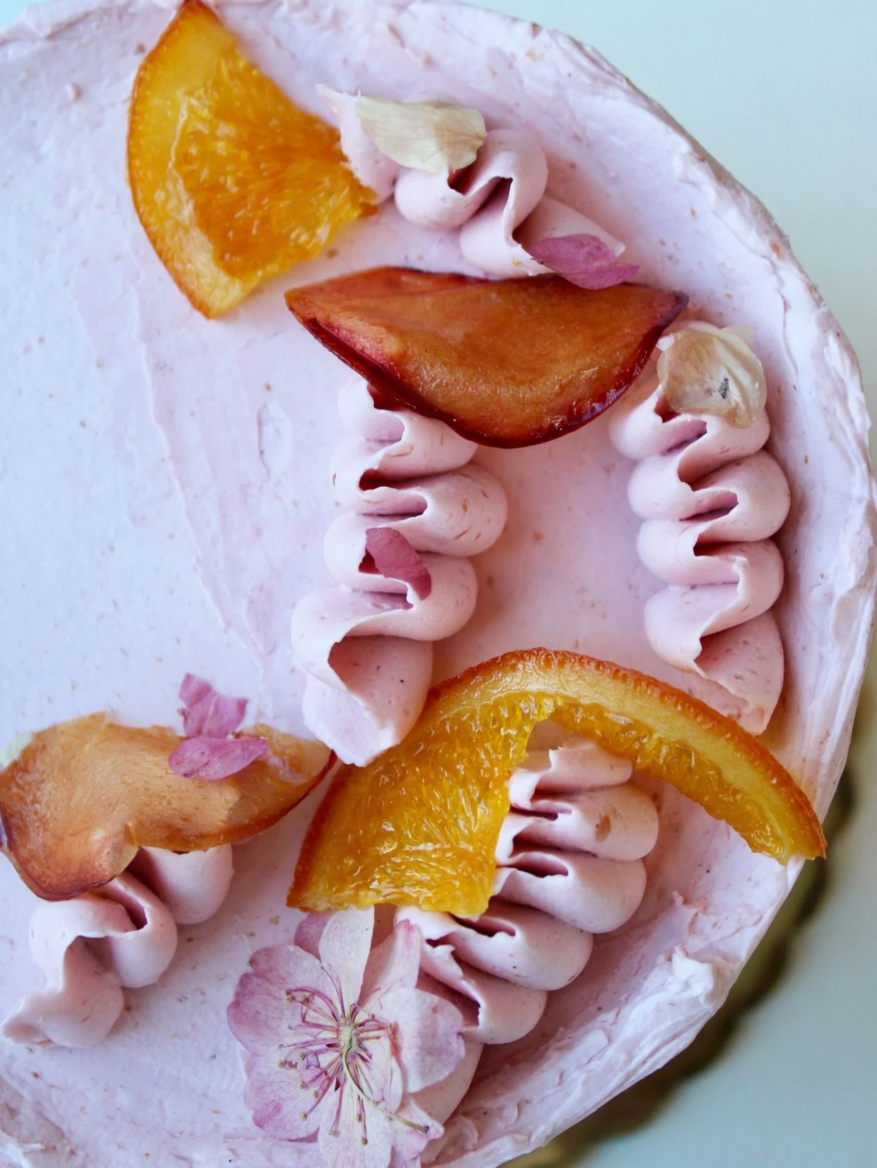 Sangria season, but make it cake. 

Vanilla soaked in plum-red wine syrup, mandarin custard, plum-red wine buttercream. The Summer Sangria Layer Cake is here (and she&rsquo;s so cute!).