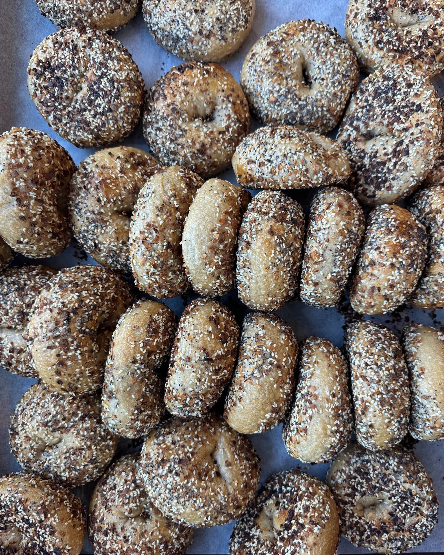 We took the classic everything bagel and gave it a French accent: sesame alongside thyme, lavender, rosemary, and fennel, all baked into a chewy, hand-shaped bagel made with wheat flour and barley malt.

Available at all locations individually, or in