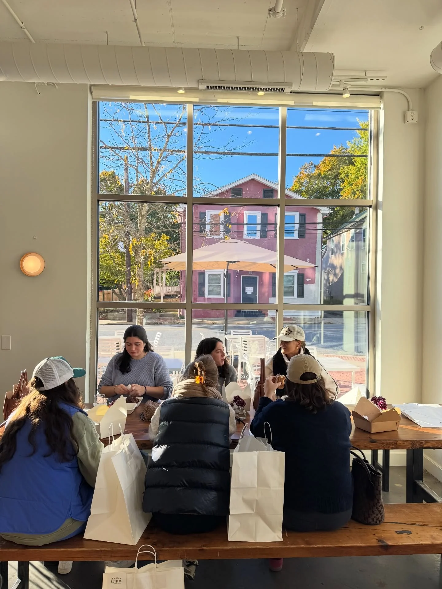 Come on in, let&rsquo;s get cozy! 

Our communal tables have been a staple in our space from the start, and we think it&rsquo;s the perfect place to share a bite with old friends, or meet some new.