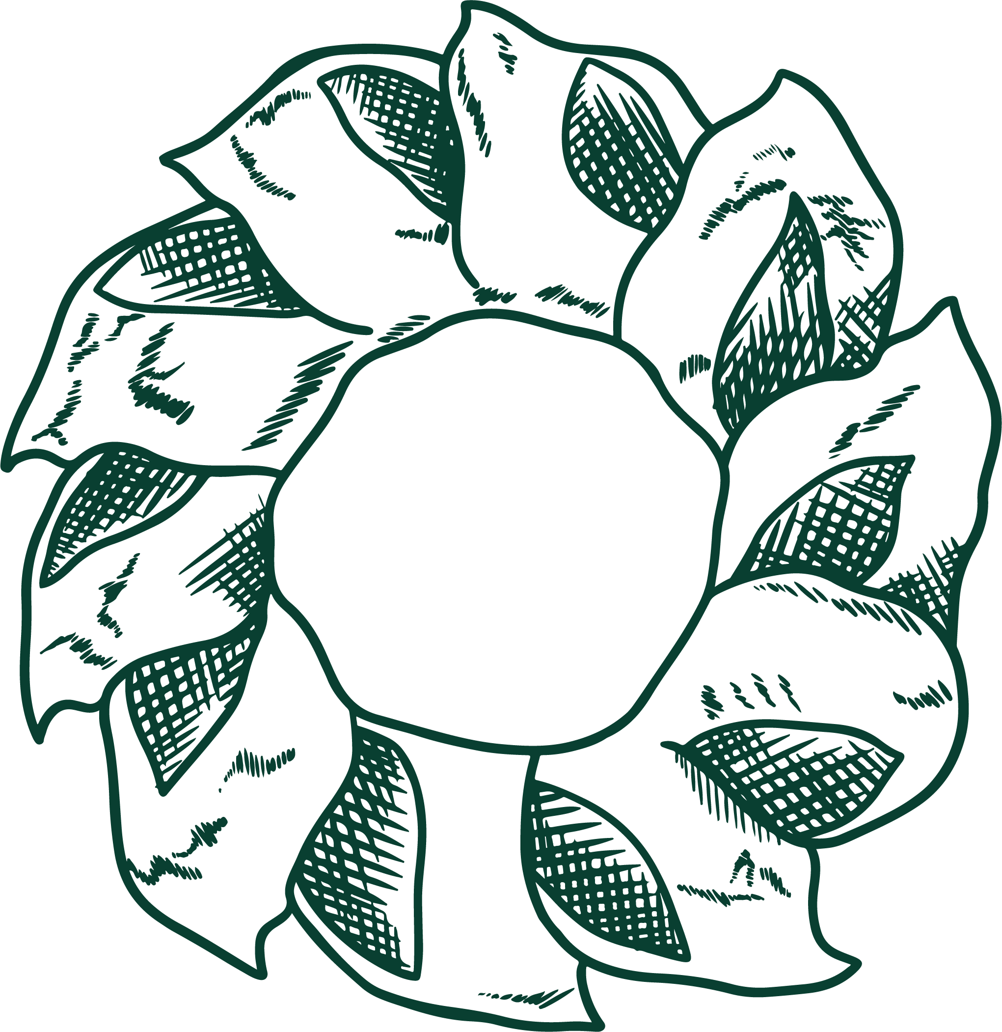 A line illustration of a wreath-shaped bread loaf