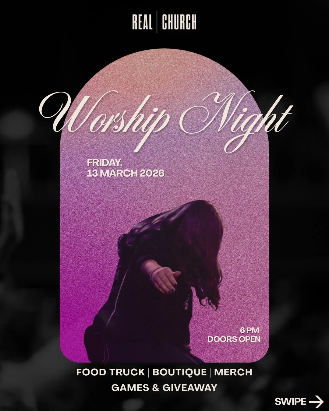 RC WOMEN!!🌟

Get ready for MARCH 13TH! 

Worship night is coming up&hellip; HOLY SPIRIT COME!

Join us for a powerful time of worship and praise + games, giveaways, a food truck, a boutique, and merch!! INVITE A FRIEND!🙌🙌

📍Real Church |  Doors o