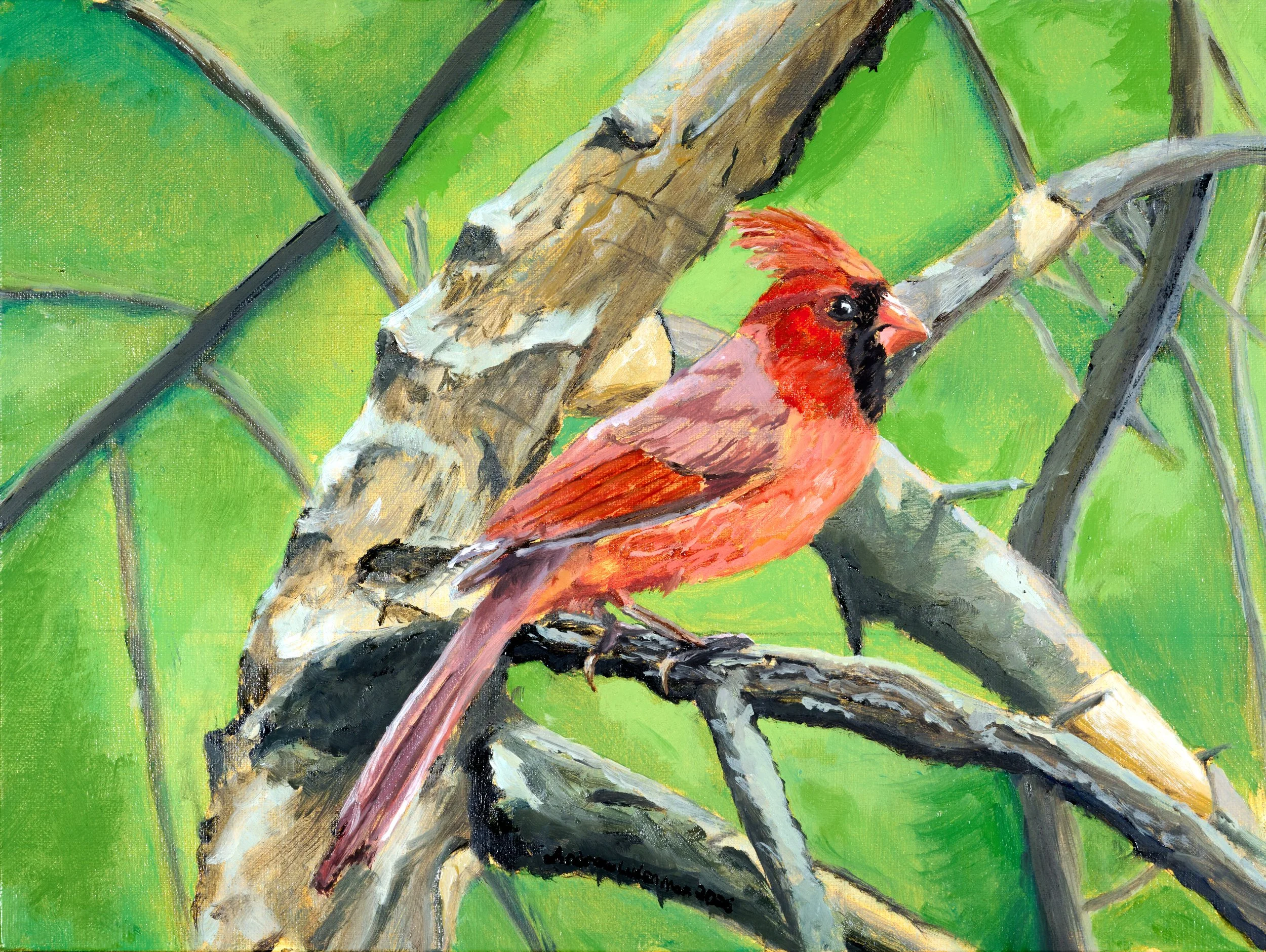  Northern Cardinal Linen Board 2x9 March 2026