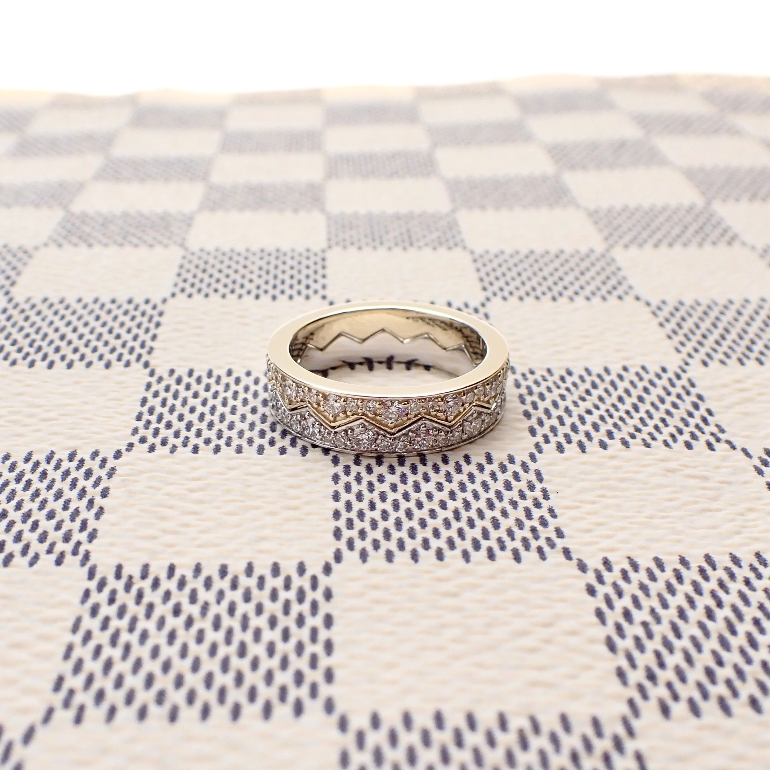Stackable 14k Yellow Gold and 14k White Gold Nesting Crown Eternity Bands each with 0.65 carats of Lab-Grown Diamonds - $4150