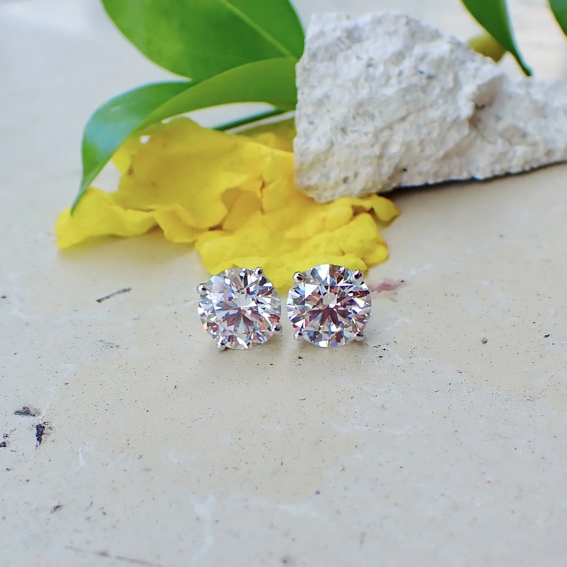 14k White Gold Stud Earrings with 4.02 carats of Lab Grown Diamond - $3845  (2.01 carat Round Brilliant Cut Lab Grown Diamond with Clarity Grade VVS2 and Color Grade F with IGI Report: LG782644827)  (2.01 carat Round Brilliant Cut Lab Grown Diamond w
