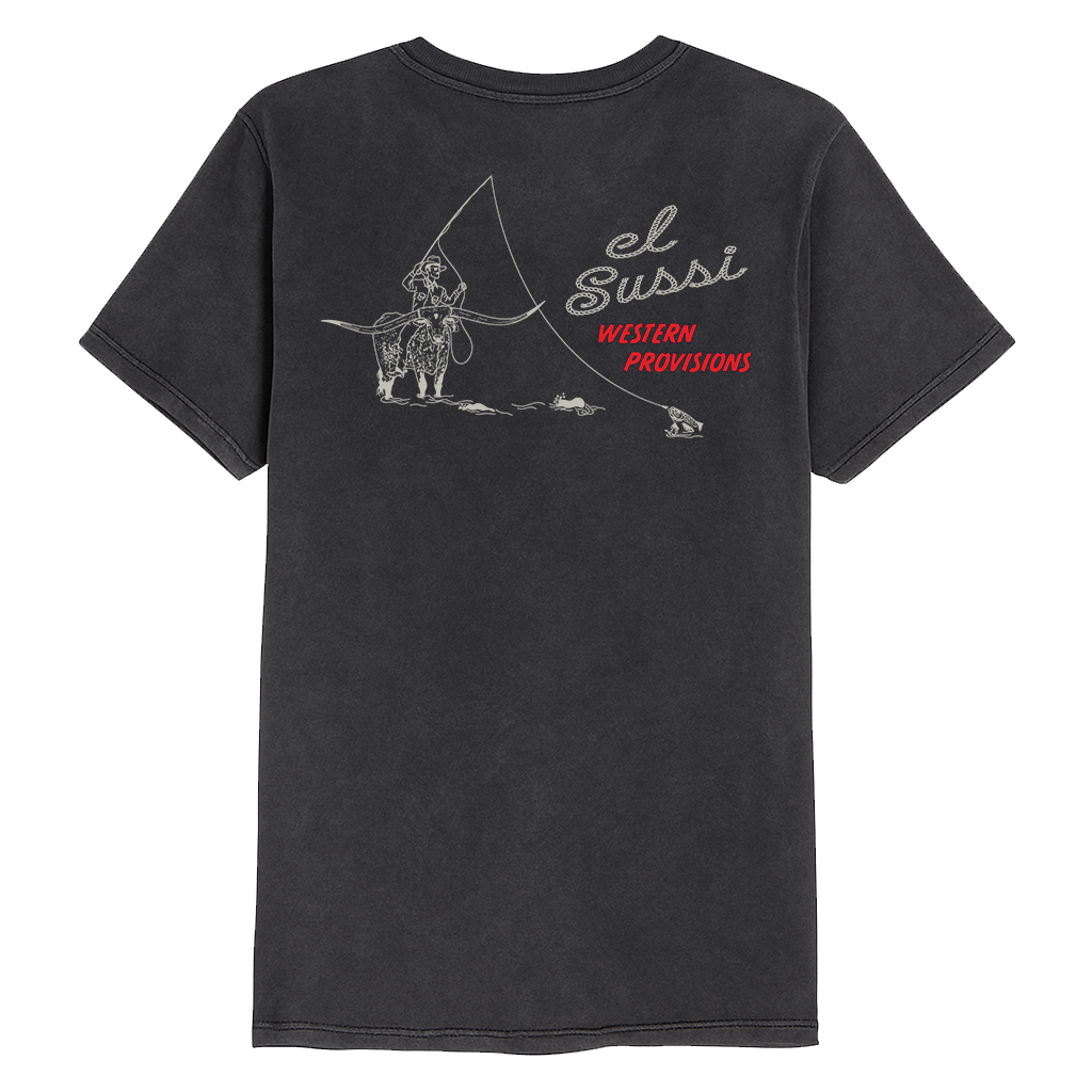 Lone Star Longhorn Tee - Washed Black