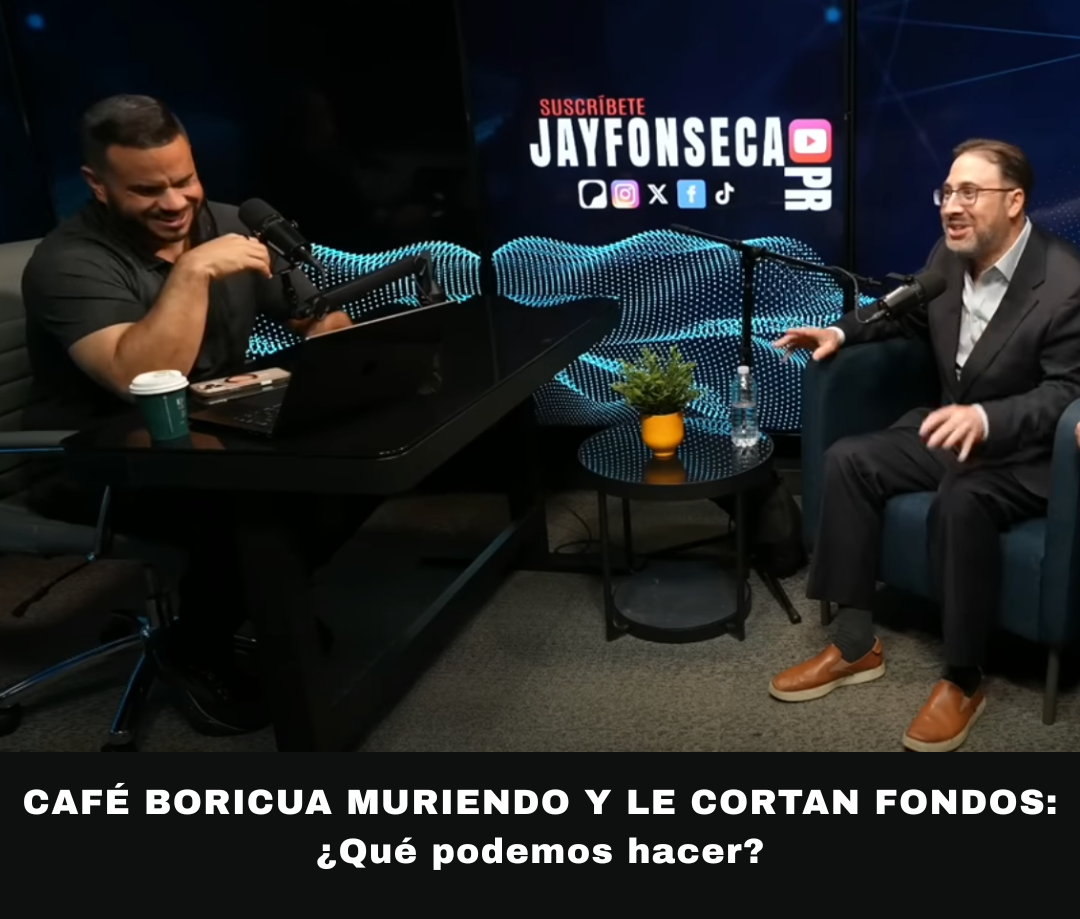Federico de Jesus conversando con Jay Fonseca sobre el recorte de fondos para el café puertorriqueño
