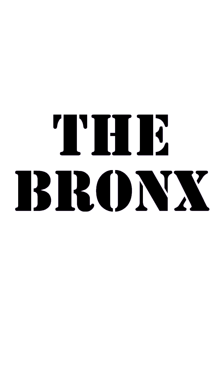Animated text on purple background reading 'THE BRONX DOES NOT BACK DOWN' in bold black letters, with crossed, brown arms replacing the "X" in "Bronx" in the animation.