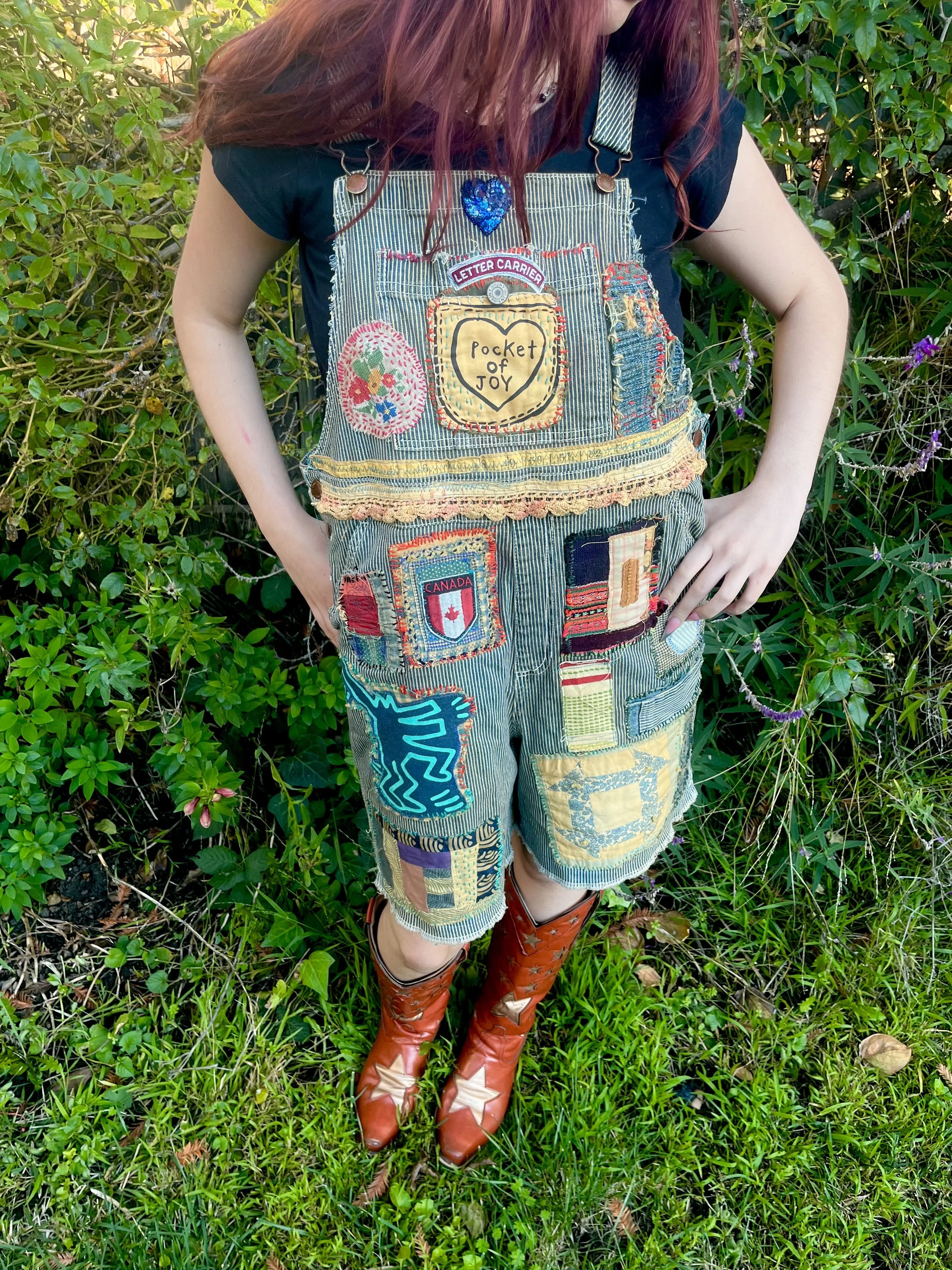 Berkeley cal patchwork overalls