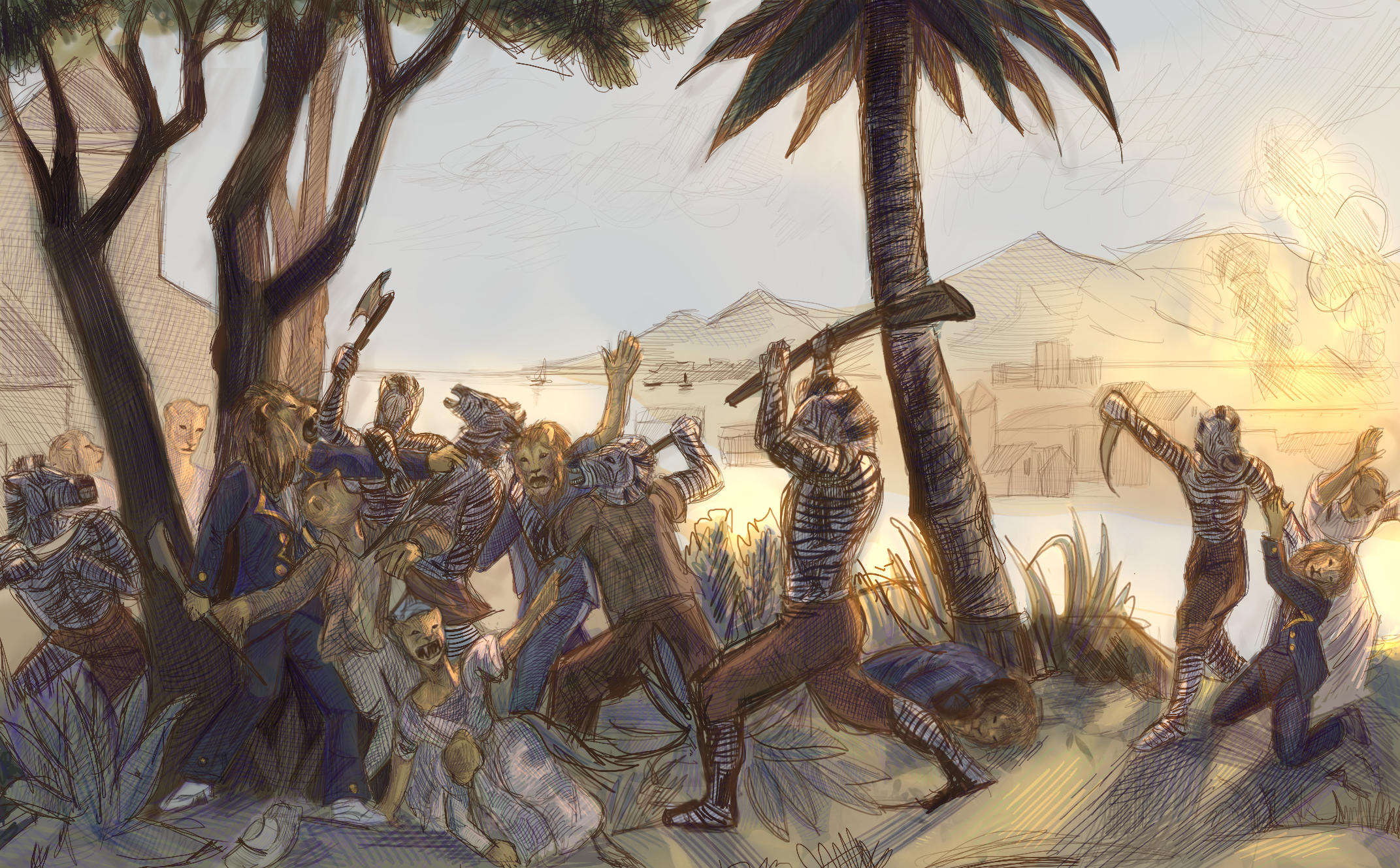 Massacre des Lions par les Zèbres