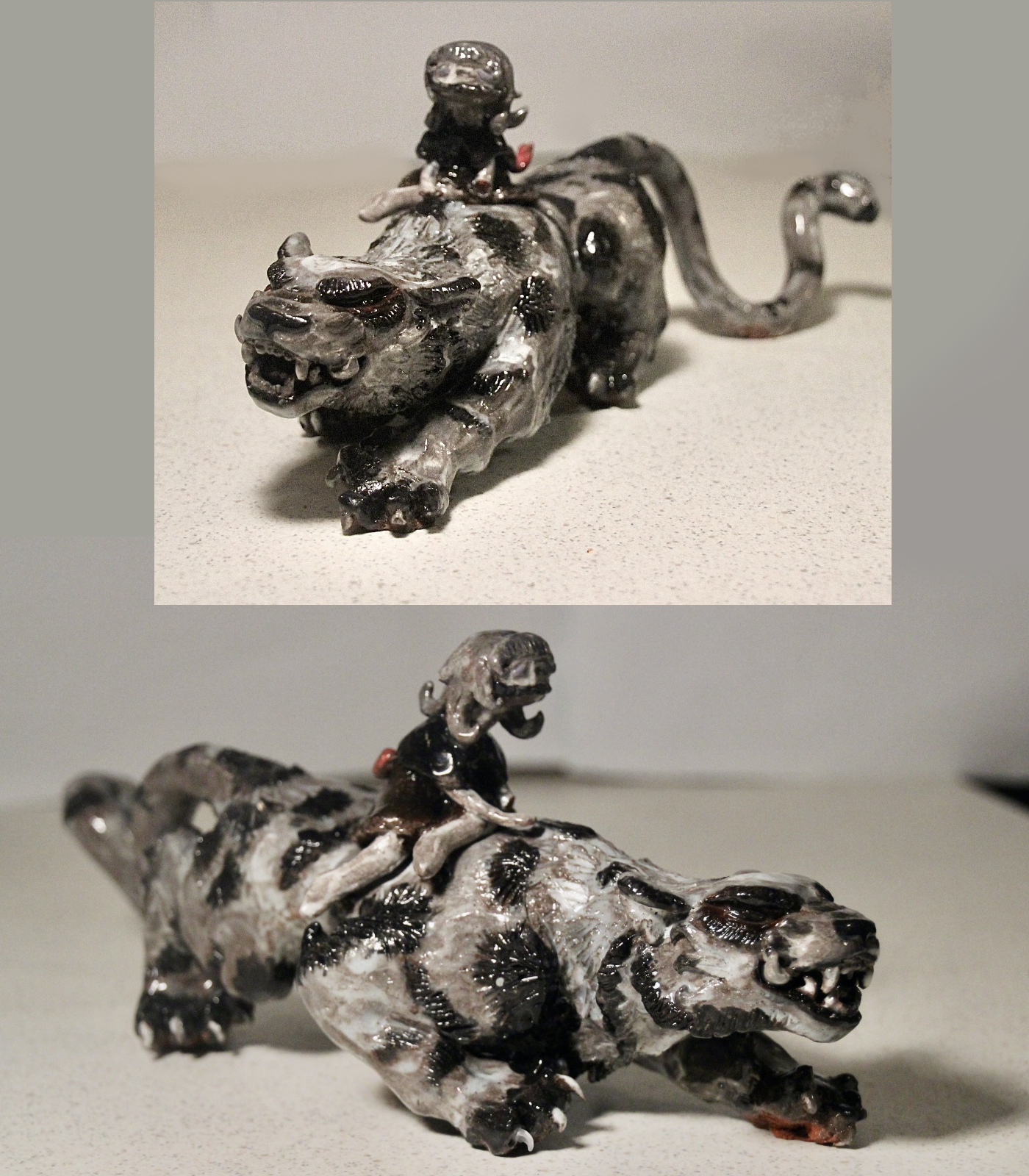 Little girl with snow tiger