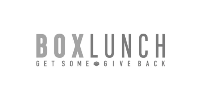 Logo for 'Box Lunch' with the slogan 'Get Some Give Back' beneath it.