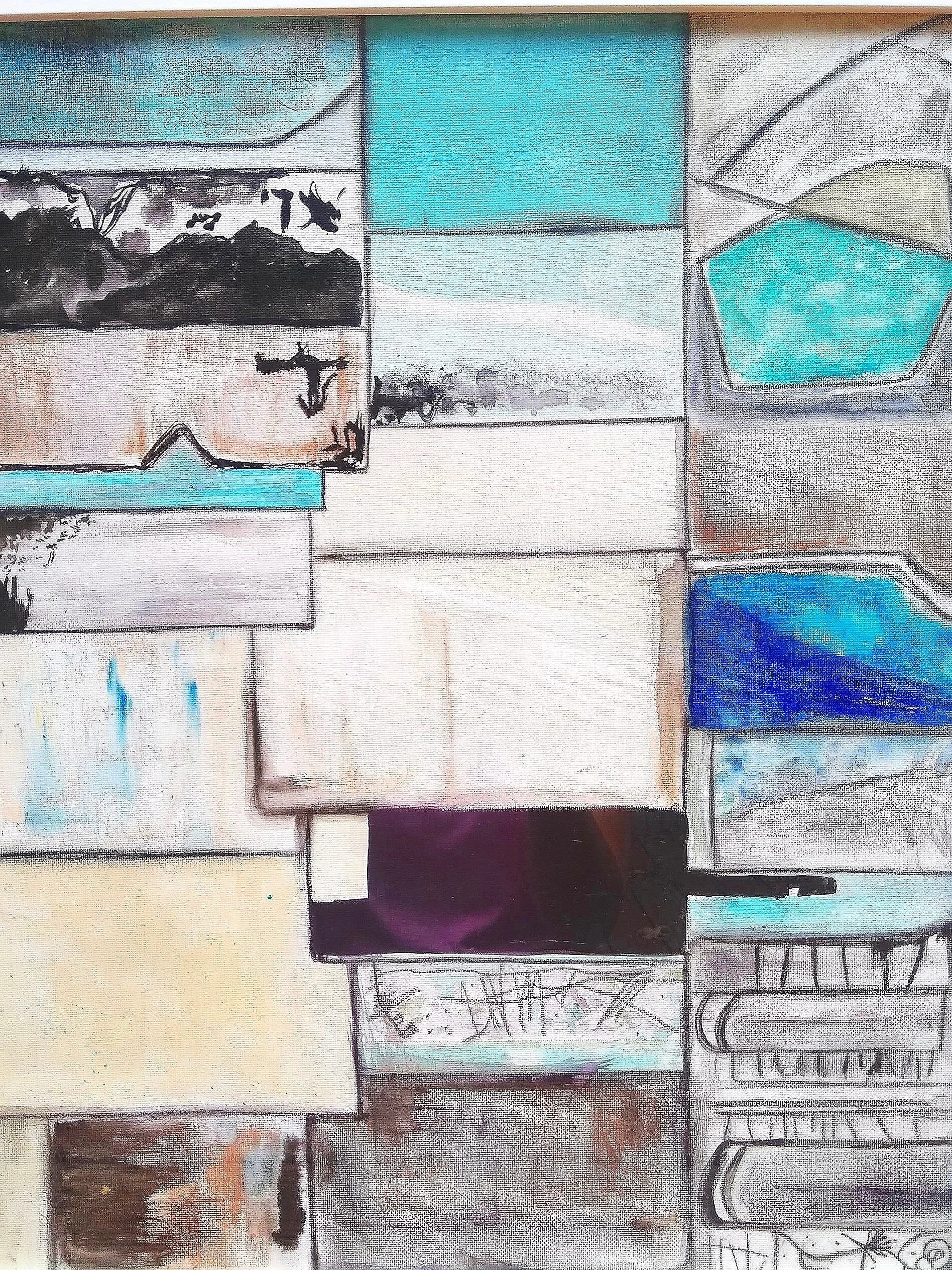 "Blue and Black" 16"x20" Acrylic, charcoal and oil pastel on canvas $200, or $250 framed