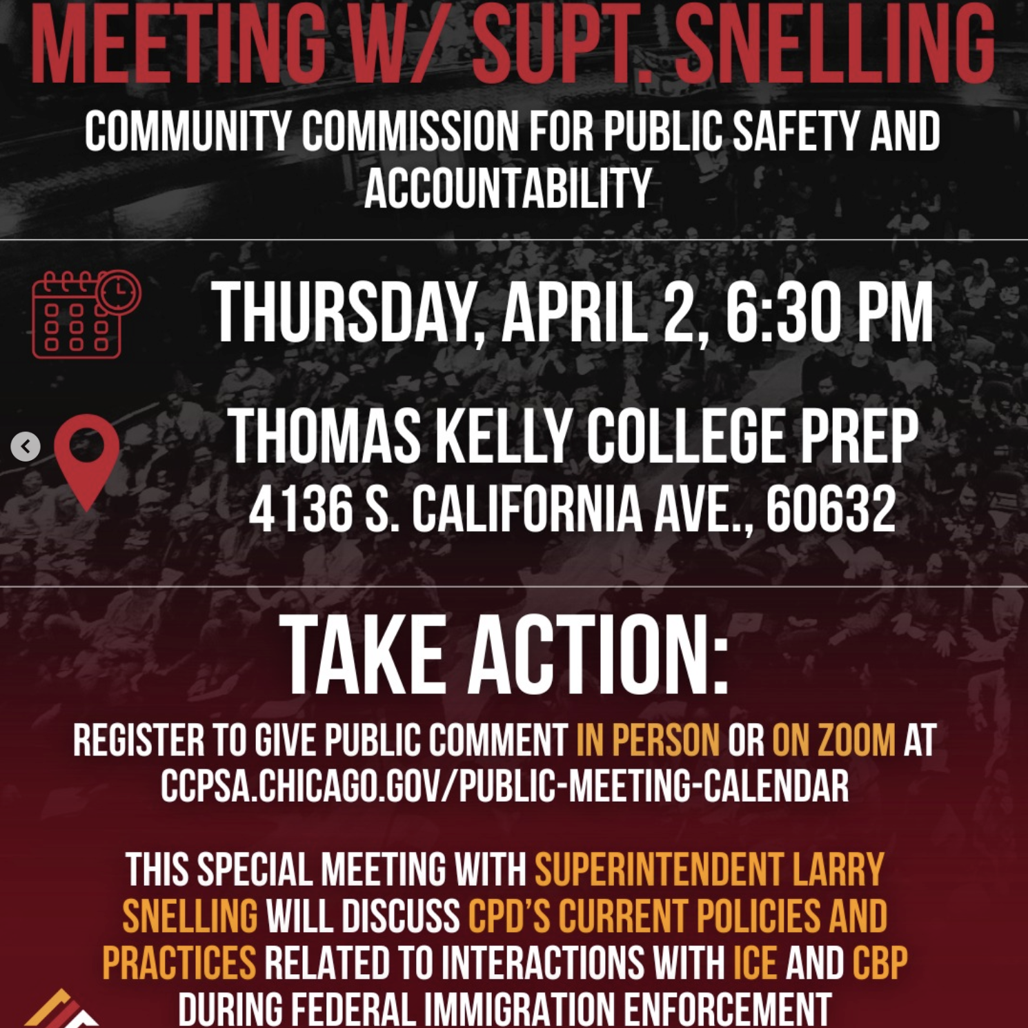 ACTION ALERT: Attend &amp; Submit Comment for CCPSA’s Special Meeting on CPD’s Interactions with ICE 