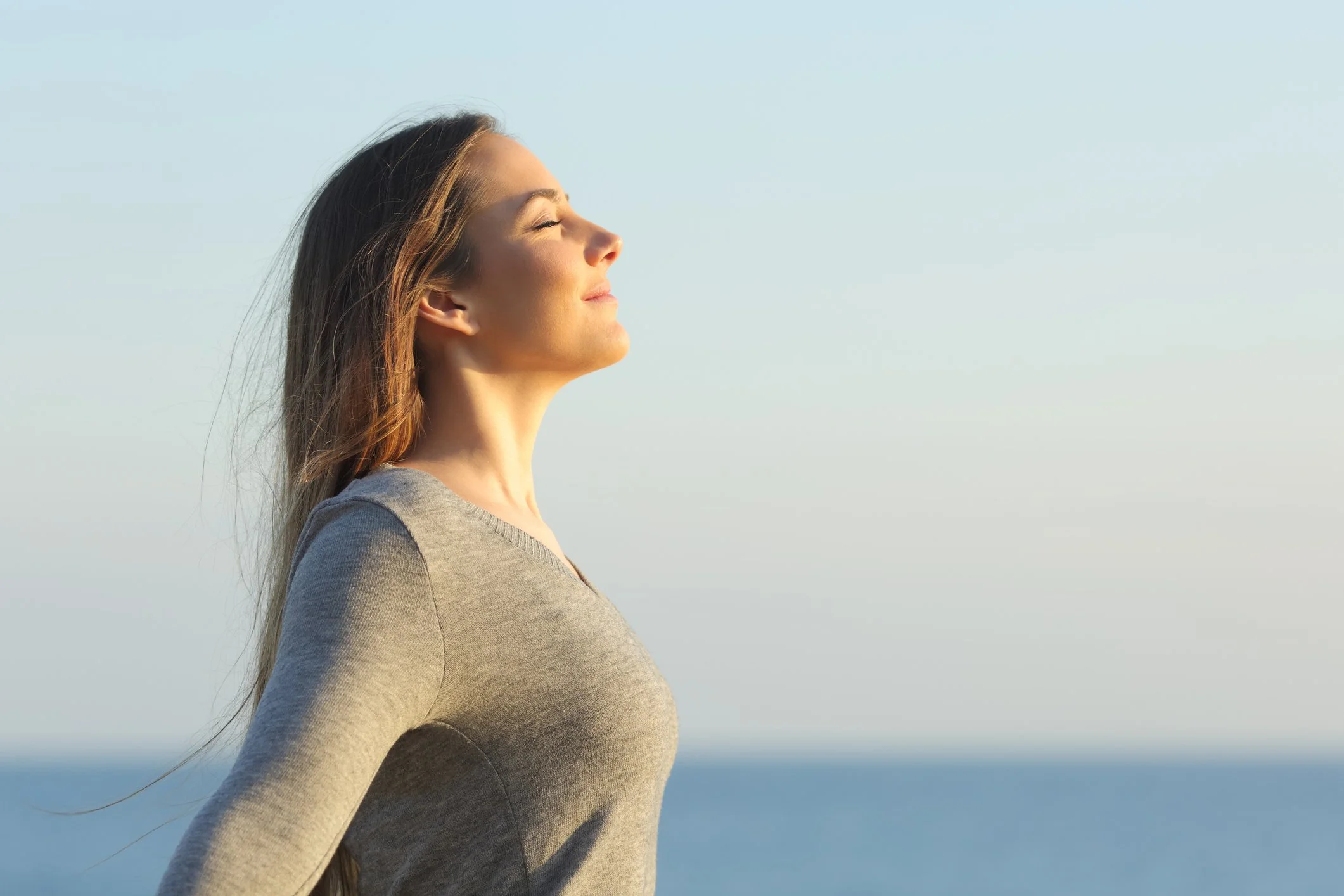 Woman feeling calm and relief