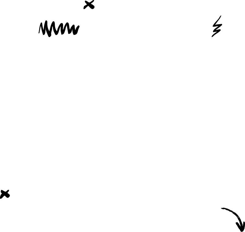 Black scribbles and marks on a white background.