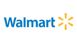 Walmart logo with blue text and yellow spark symbol