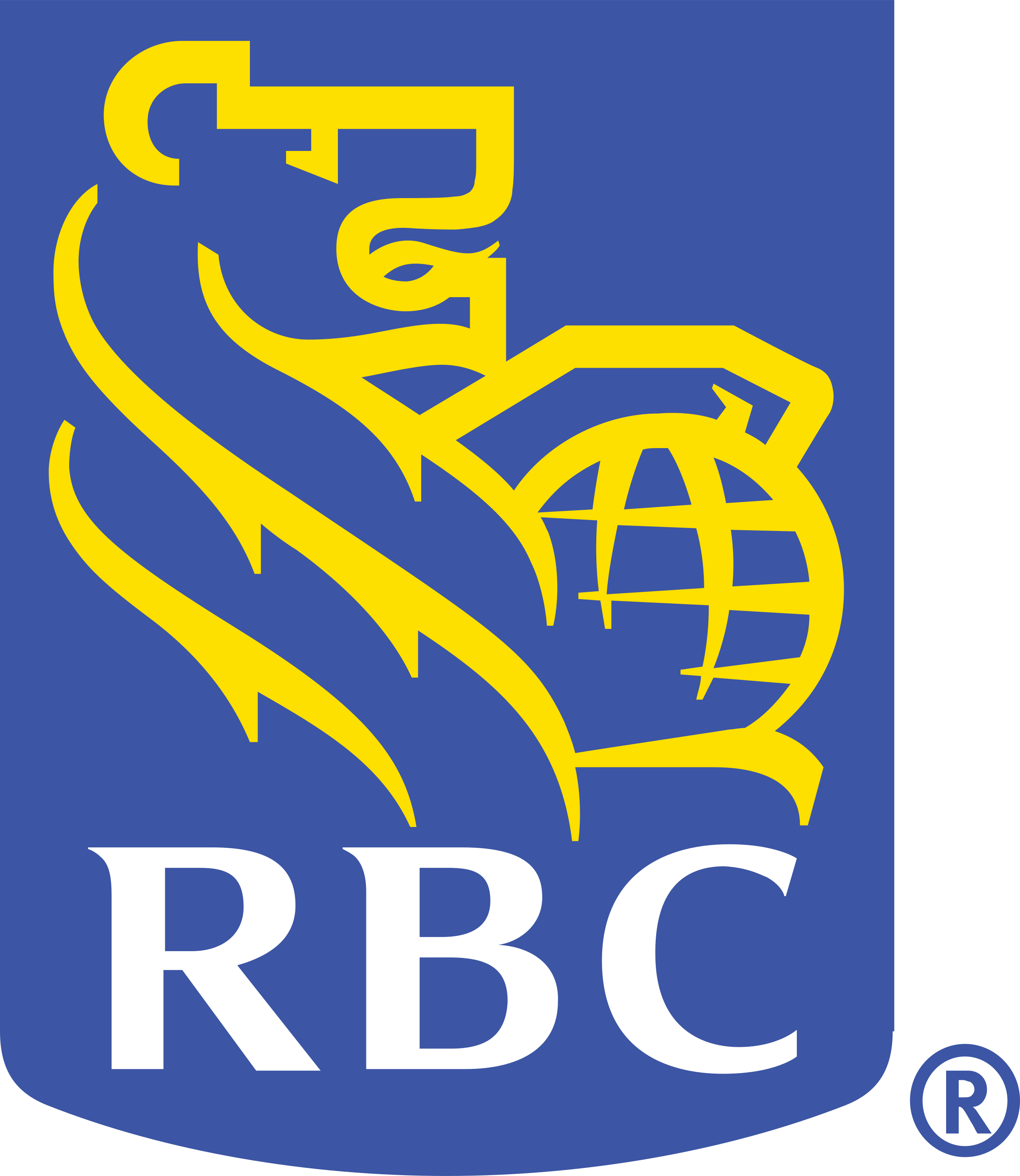 RBC logo featuring a lion holding a globe with a blue background and yellow and white elements.