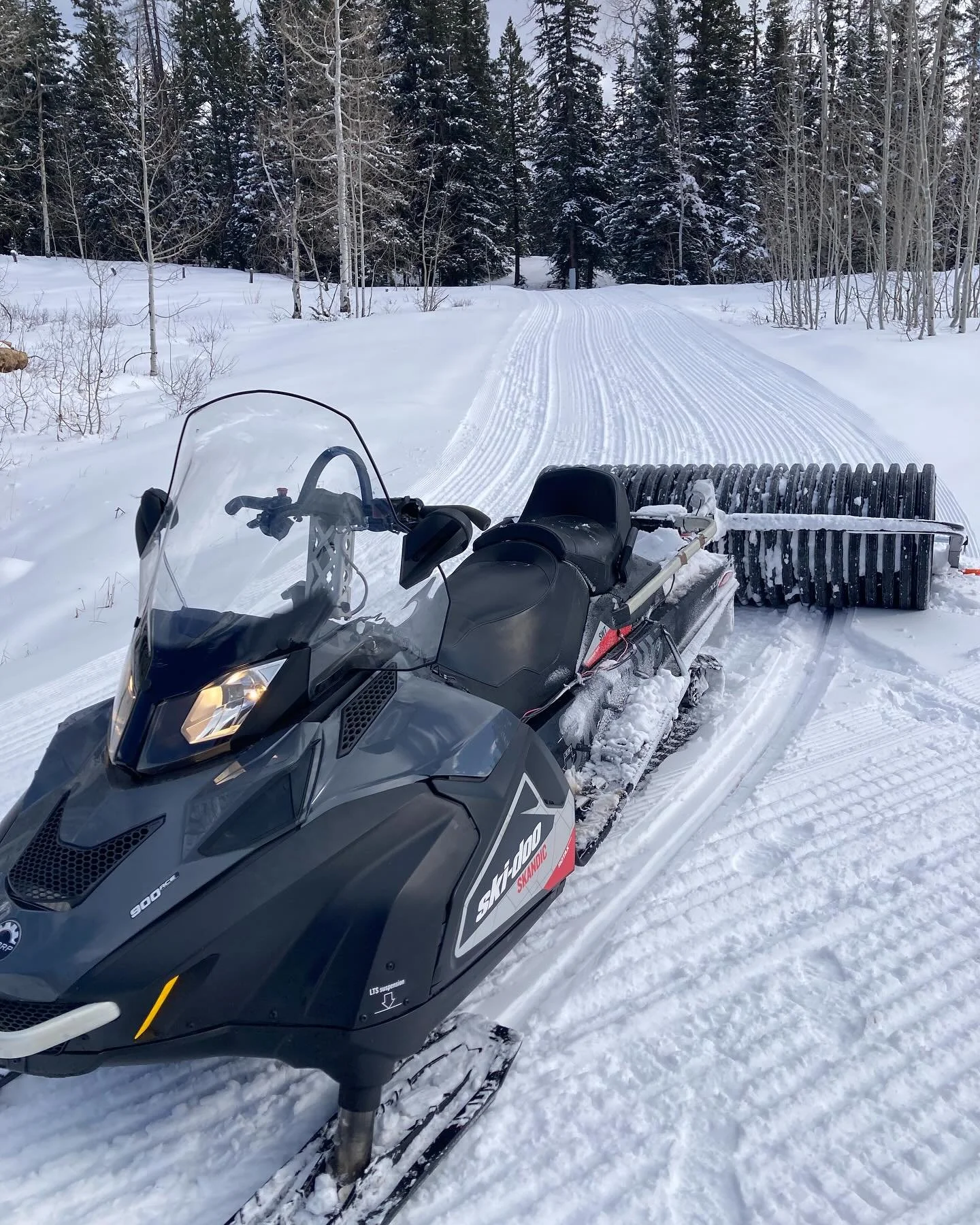 There is snow on the ground. Groomer went out at 4 pm Friday 3/14 with snowmobile and roller.  Rolled aspen, bench, and some north loops out to Rudolph&rsquo;s. Nordic center closed