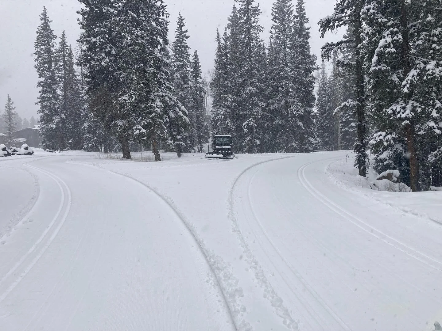 Groomer couldn&rsquo;t resist a quick lap with the cat on aspen, bench, and fruit loop. 6-8&rdquo; of wet-n- heavy snow.  If we get more snow tonight we might groom more for the weekend.  Center is closed though. Trails only.