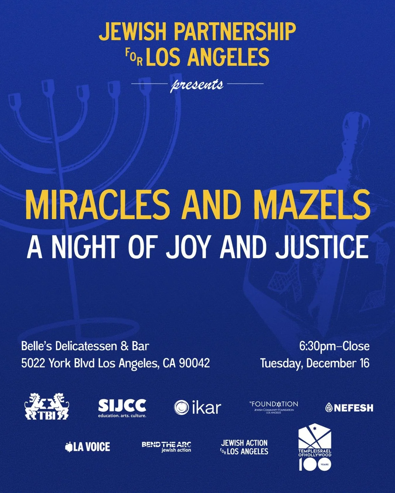Join SIJCC along with @jewishpartnership and other LA Jewish orgs for latkes, martinis, magic, comedy, and more as we celebrate Hanukkah and the work of building a more just Los Angeles. 

Get your tickets now @jewishpartnership!