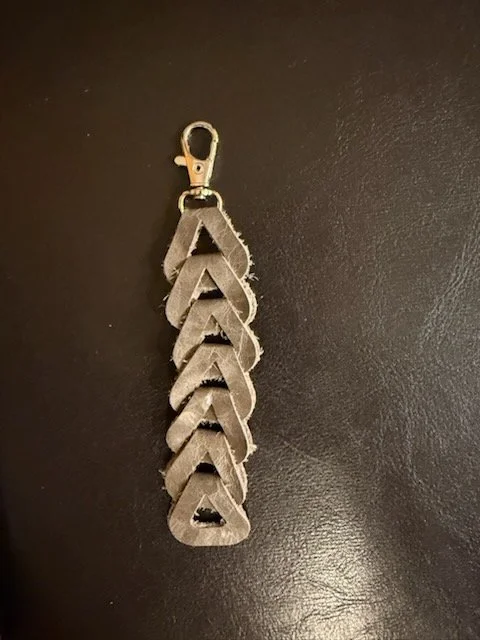Grey Leather Triangle Keychain